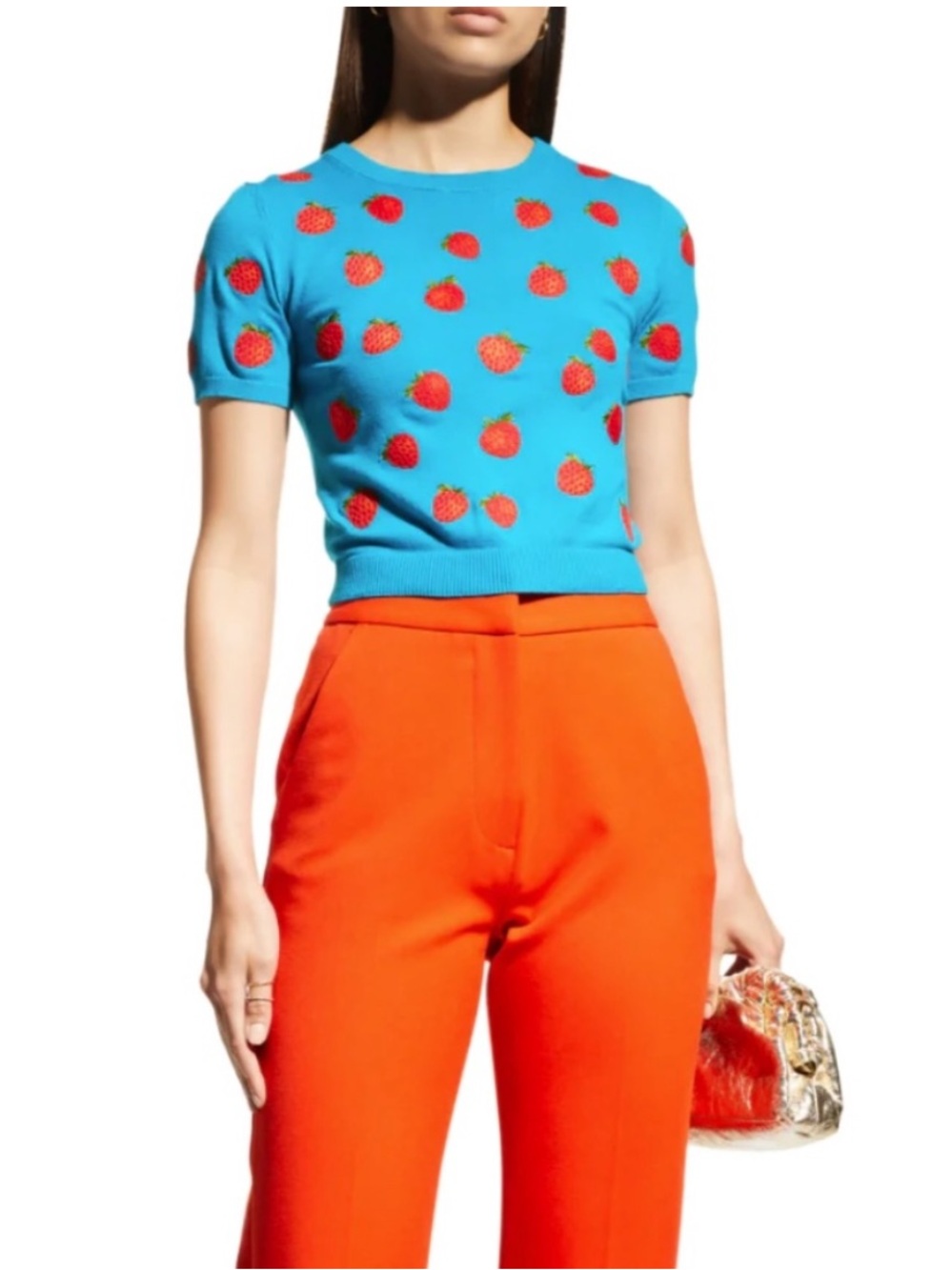 NWT! Alice and Olivia Ciara Embroidered Strawberry Pullover Sweater - Picture 7 of 16